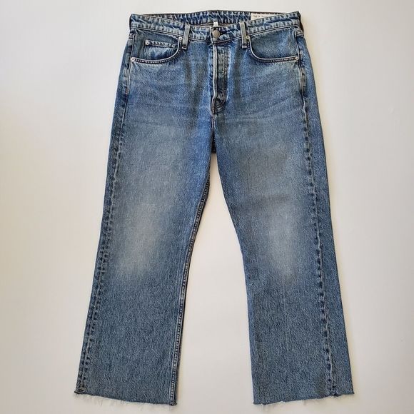 rag & bone Denim - Rag & Bone Maya High Rise Crop Flare Button Fly Jeans Medium Stowe Raw Hem